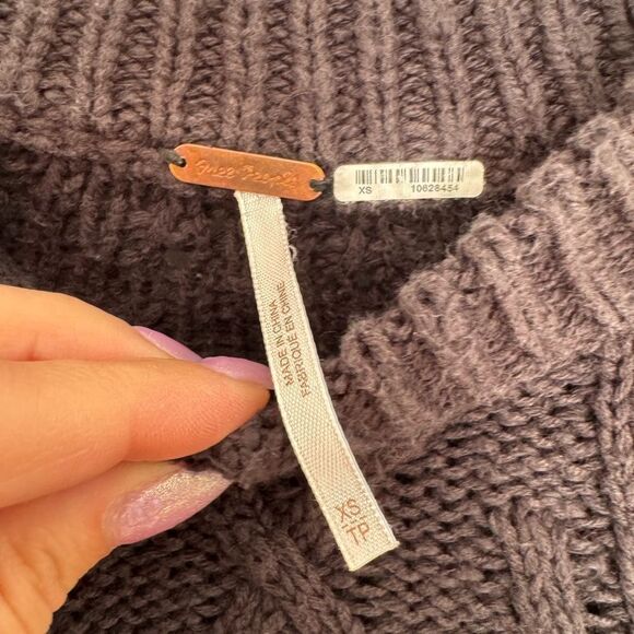 Free People Gray Isla Cable Stitch Tunic Sweater XS - Picture 5 of 5